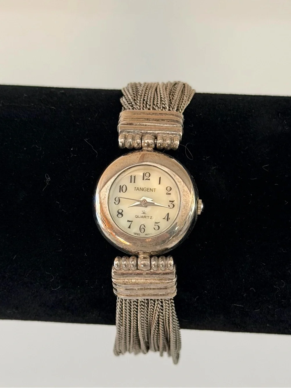 Tangent Silver-Tone Quartz Chain Link Watch